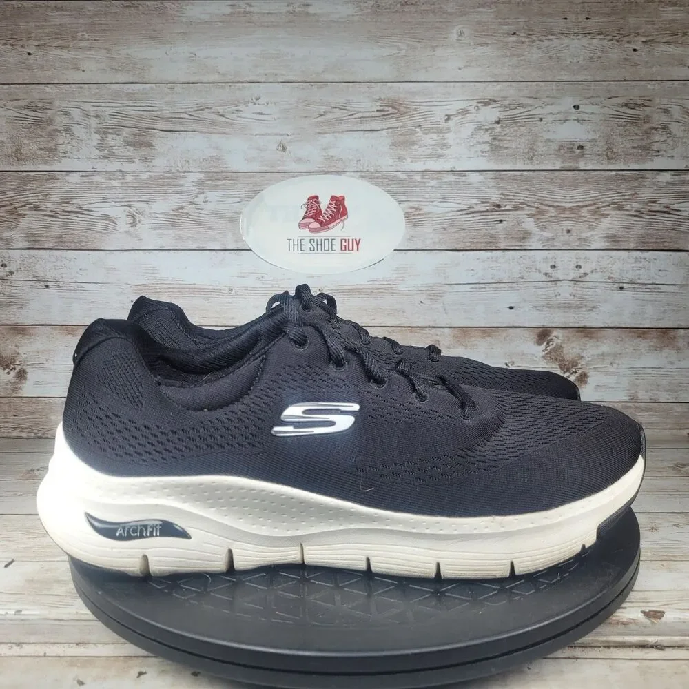 Skechers Arch Fit Sneakers Women's Size 10 Black Mesh Lace Up Walking Running